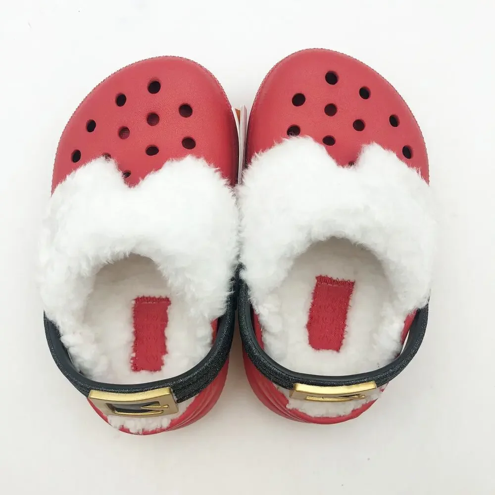 Crocs Little Kids Santa Classic Clogs Size C 8 Festive Red White Black NWT